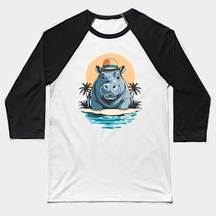 Cute Hippo On Holiday Baseball T-Shirt